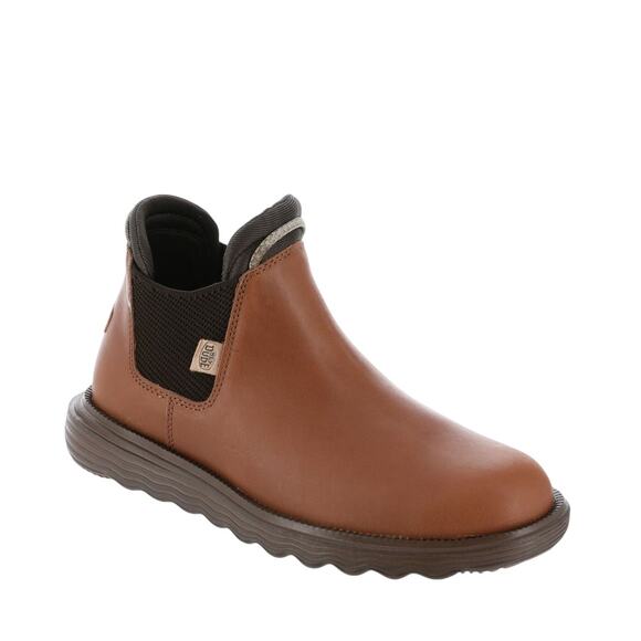 HEY DUDE Womens Branson Ankle Boots US 7 Cognac Leather Pull-On NIB - Picture 1 of 13